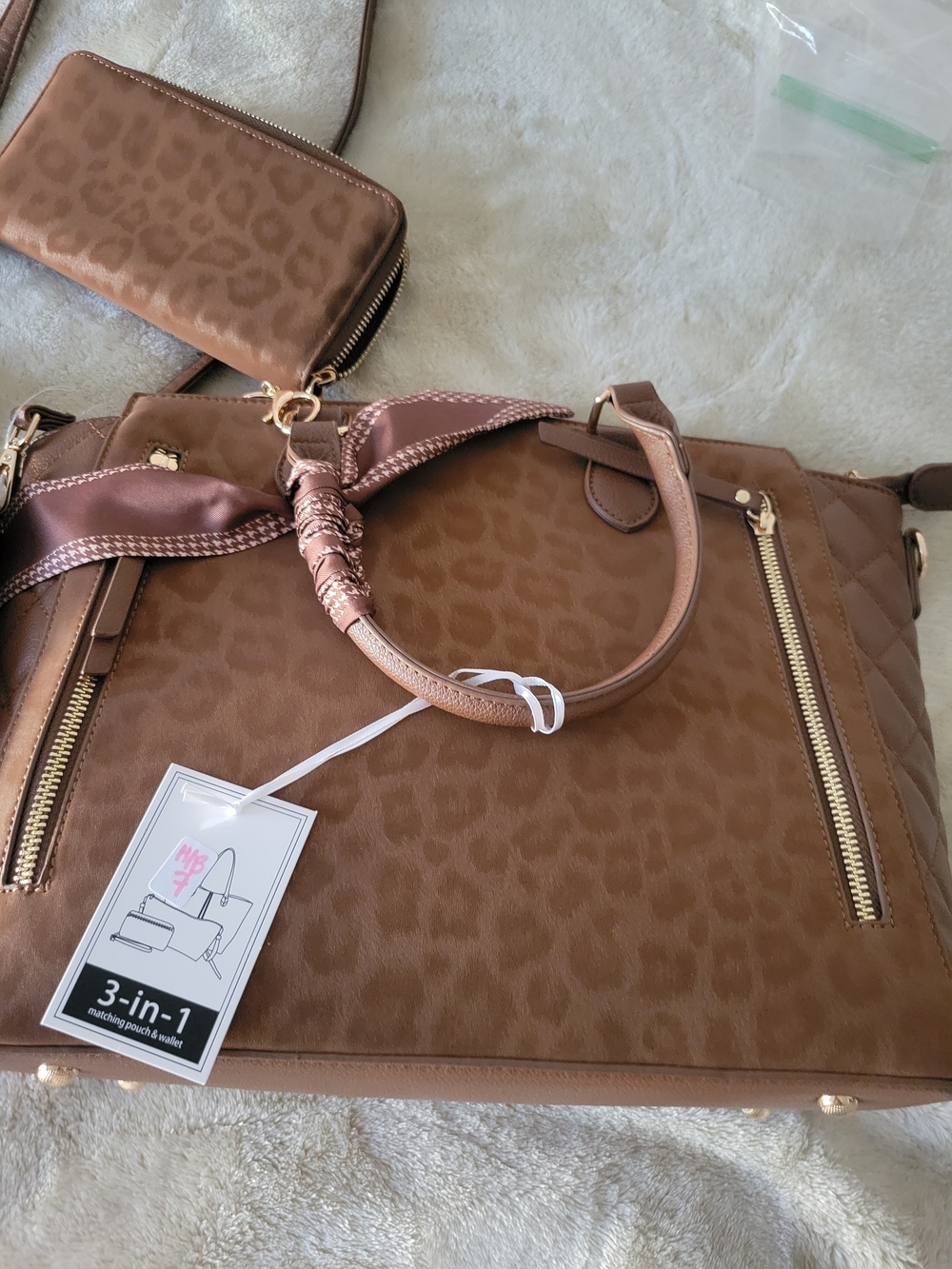 Brown Leopard-Print 3-in-1 Women’s Tote Bag